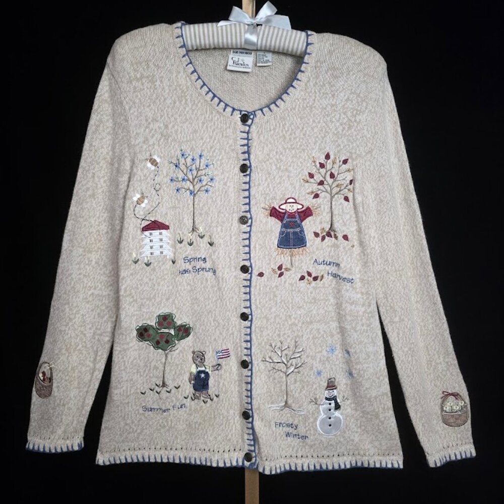 C.J. Banks Hand Embroidered "Seasons" Sweater 14W